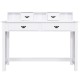 White Home Office Writing Mission Computer Desk showcasing a sleek design with spacious cubbies and dual front drawers.