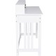 White Home Office Writing Mission Computer Desk with 4 drawers and floating organizer, ideal for a tidy workspace.