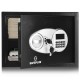 2-layer safe deposit box with digital keypad, featuring a sleek black finish and compact design for secure storage of.