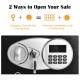 Digital keypad and emergency override key for the 2-layer safe deposit box, ensuring secure access to valuables.