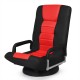 360-degree swivel gaming floor chair in red and black with adjustable backrest, perfect for gaming and relaxation.