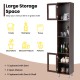 Tall brown bathroom storage cabinet with two open shelves and two cabinets, perfect for organizing essentials in small.