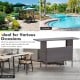 Outdoor wicker bar table with 2 metal mesh shelves, perfect for drinks and snacks at poolside or patio gatherings.