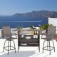 Outdoor wicker bar table with two metal mesh shelves, perfect for drinks and snacks on the balcony or poolside.