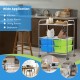Rolling storage cart with 4 big drawers in blue and green, featuring a steel frame and 2 mesh shelves for versatile use.