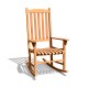 Outdoor rocking chair made of premium eucalyptus wood with a contoured slatted seat, perfect for patio relaxation.