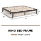 King size wooden platform bed frame in brown, 14 inches high, supports 500 lbs, ideal for bedrooms and apartments.