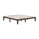 King size wood platform bed frame in brown with sturdy slats, ideal for bedrooms, apartments, and hotels.