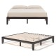 King size wood platform bed frame in brown, featuring a sturdy solid wood structure and ample under-bed storage space.