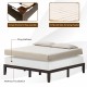 14-inch king size wood platform bed frame in brown, featuring sturdy solid wood construction and ample under-bed.
