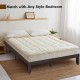 14-inch king size wood platform bed frame in brown, featuring a modern design and ample under-bed storage.
