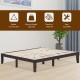 14-inch king size wood platform bed frame in brown, featuring sturdy construction and ample under-bed storage space.