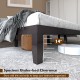 14-inch wooden platform bed frame in brown with spacious under-bed clearance for storage and a modern design.