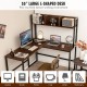 Reversible L-shaped corner desk featuring a spacious dark brown tabletop and humanized footrest bars for comfort and.