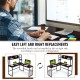 L-shaped corner desk with dark brown finish and open storage hutch, perfect for multitasking in home office settings.