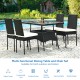 Side view of the 5-piece outdoor patio rattan dining set, highlighting the sturdy steel frame and elegant design for.