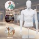 Male half body mannequin with adjustable metal base, ideal for displaying shirts and jackets in retail settings.
