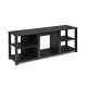 2-Tier TV storage cabinet console in dark finish with adjustable shelves, suitable for up to 65-inch TVs, ideal for.