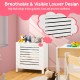 Wooden kids toy storage organizer in white with breathable louver design, ideal for bedrooms or playrooms.