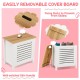 Wooden kids toy storage organizer in white with removable lid, large capacity, and non-toxic MDF for safe use.