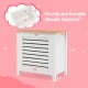Wooden kids toy storage organizer with lid in white, featuring large capacity and durable MDF material for safe use.