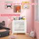 Wooden kids toy storage organizer with lid in white, featuring a smooth surface, ideal for bedroom or playroom use.