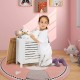 Wooden kids toy storage organizer in white with lid, ideal for dolls and blankets, suitable for bedroom or playroom use.