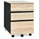 3-drawer mobile file cabinet in engineered wood with wheels, ideal for office or home storage solutions.