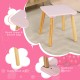 Children's vanity table stool set in pink with sturdy wood legs, round corners, and removable mirror for versatile use.