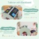 Kids' table and chair set in green with slanted tabletop and chalkboard for creativity and ergonomic sitting.