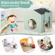 Wooden kids table and chair set in green with slant tabletop and chalkboard, perfect for playrooms and daycare.