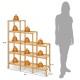 5-tier multifunctional bamboo plant shelf organizer with durable construction, perfect for living room or balcony use.