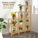 Multifunctional bamboo plant shelf with 5-tier design, perfect for displaying plants in any corner of your home.