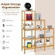 Multifunctional bamboo plant shelf organizer with 5 tiers, perfect for displaying plants and decorations in any room.