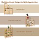 5-tier multifunctional bamboo plant shelf organizer for indoor and outdoor use, perfect for storage in various spaces.