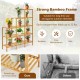 Multifunctional bamboo plant shelf display organizer with 5 tiers, durable construction, perfect for indoor and outdoor.
