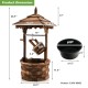 Patio wooden water fountain with electric pump, featuring a brown carbonized fir wood design and detachable bucket for.
