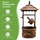 Patio wooden water fountain with electric pump, featuring a detachable bucket and 5 adjustable flow rates for outdoor.