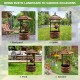 Patio wooden water fountain in brown with electric pump, showcasing rustic design for garden, park, lawn, or backyard.