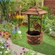 Wooden water fountain with electric pump, brown carbonized fir, decorative pavilion, ideal for outdoor gardens.