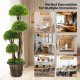 3 Feet Decorative Artificial Cedar Topiary Tree with rattan trunk, ideal for home, office, or restaurant decor.