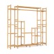 9-tier bamboo plant stand with hanging rack, featuring hollowed shelves for drainage and a raised design for easy.