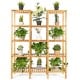 Five-tier bamboo shelf displaying 12 potted plants, perfect for living room or balcony decoration.
