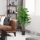 Artificial fiddle leaf fig tree in a stylish living room, featuring lush green leaves and a sturdy pot for indoor decor.
