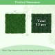 Product dimensions of 12 pieces of 20 x 20 inches artificial grass wall panels in green for garden and balcony use.