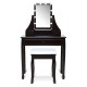 Elegant brown vanity table set with 10 LED lighted mirror, 3 drawers, and cushioned stool for stylish makeup.
