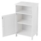White freestanding storage cabinet featuring three shelves and an open cube design, ideal for versatile organization in.