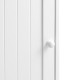 Close-up of the white bathroom storage cabinet's door and knob, featuring MDF construction and an adjustable shelf.