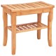 Bamboo shower chair bench with storage shelf, eco-friendly, moisture-resistant, ideal for bathroom use.