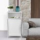 Freestanding white storage cabinet with adjustable shelf, perfect for living room or bathroom organization.